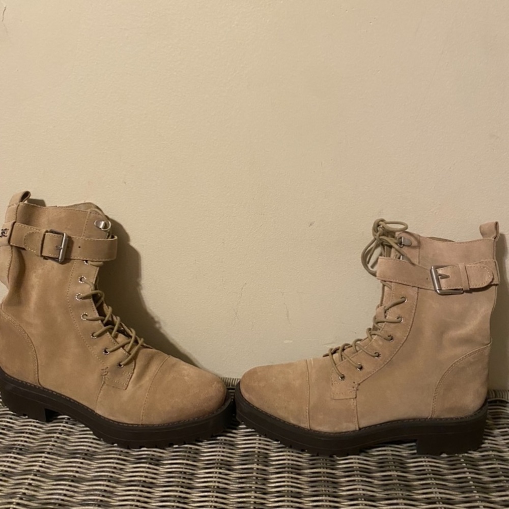 Sam Edelman junip tan suede lug sole combat boots - Picture 5 of 8